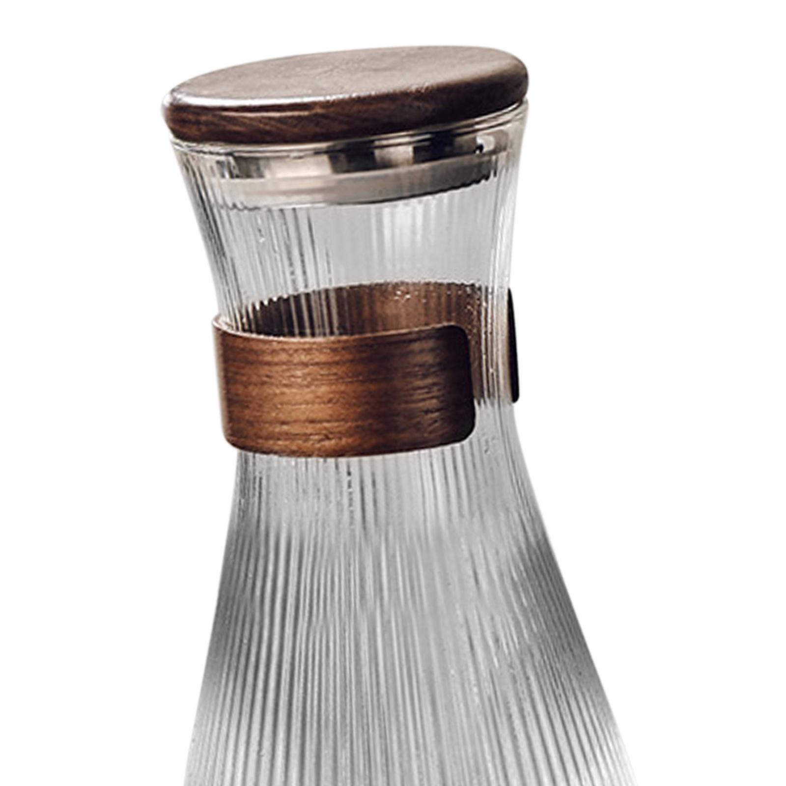 Barista Milk Jug - Hot Cold Glass Pitcher Walnut Lid