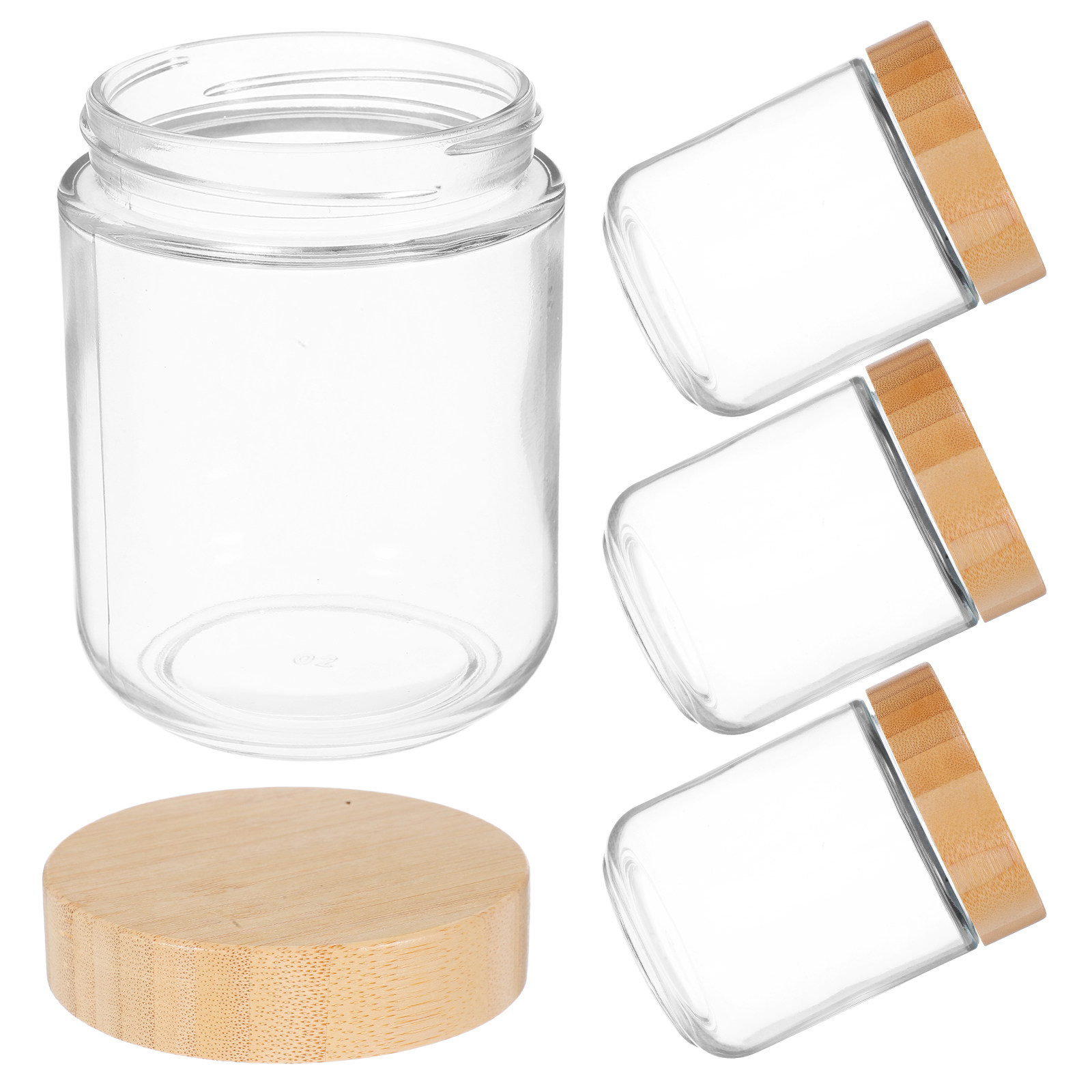 Coffee Tea Sugar - 4Pcs Sturdy Glass Canisters with Bamboo