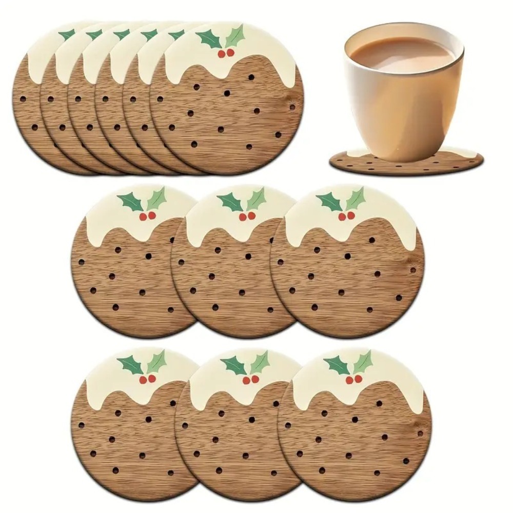 Coffee Tea And Sugar Set - Wooden Cup Coasters Set Pudding Style