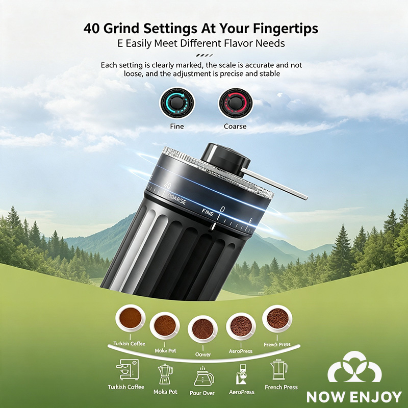 NOW ENJOY Manual Coffee Grinde - Burr Hand Grinder ulasan dan harga