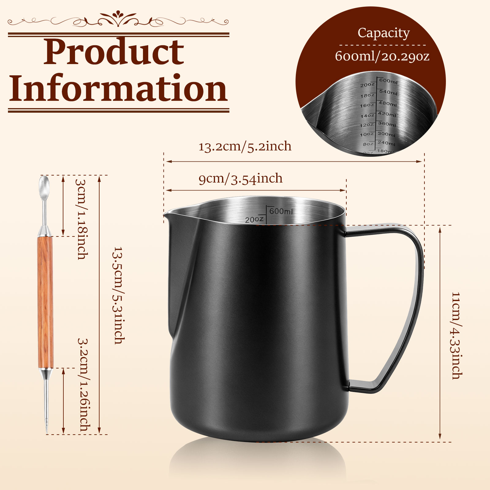 600ml Stainless Steel Milk Fro - Barista Milk Jug ulasan dan harga