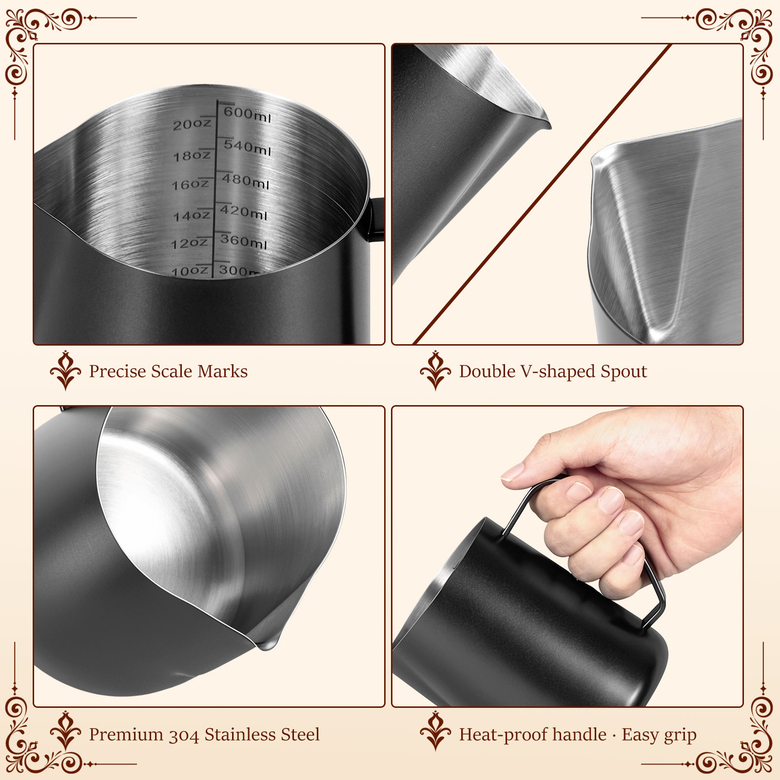 600ml Stainless Steel Milk Fro - Barista Milk Jug ulasan dan harga