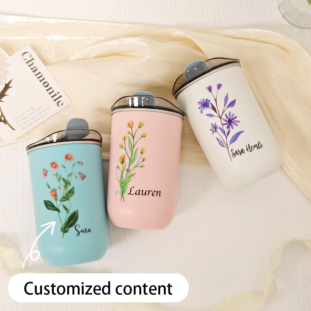 Custom Birth Flower Stainless  - Coffee Tea Name ulasan dan harga