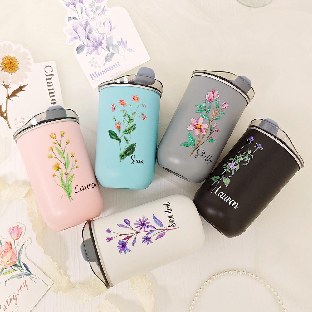 Custom Birth Flower Stainless  - Coffee Tea Name ulasan dan harga