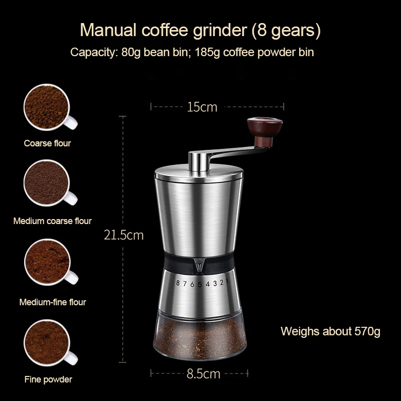8 Adjustable Manual Coffee Gri - Burr Hand Grinder ulasan dan harga