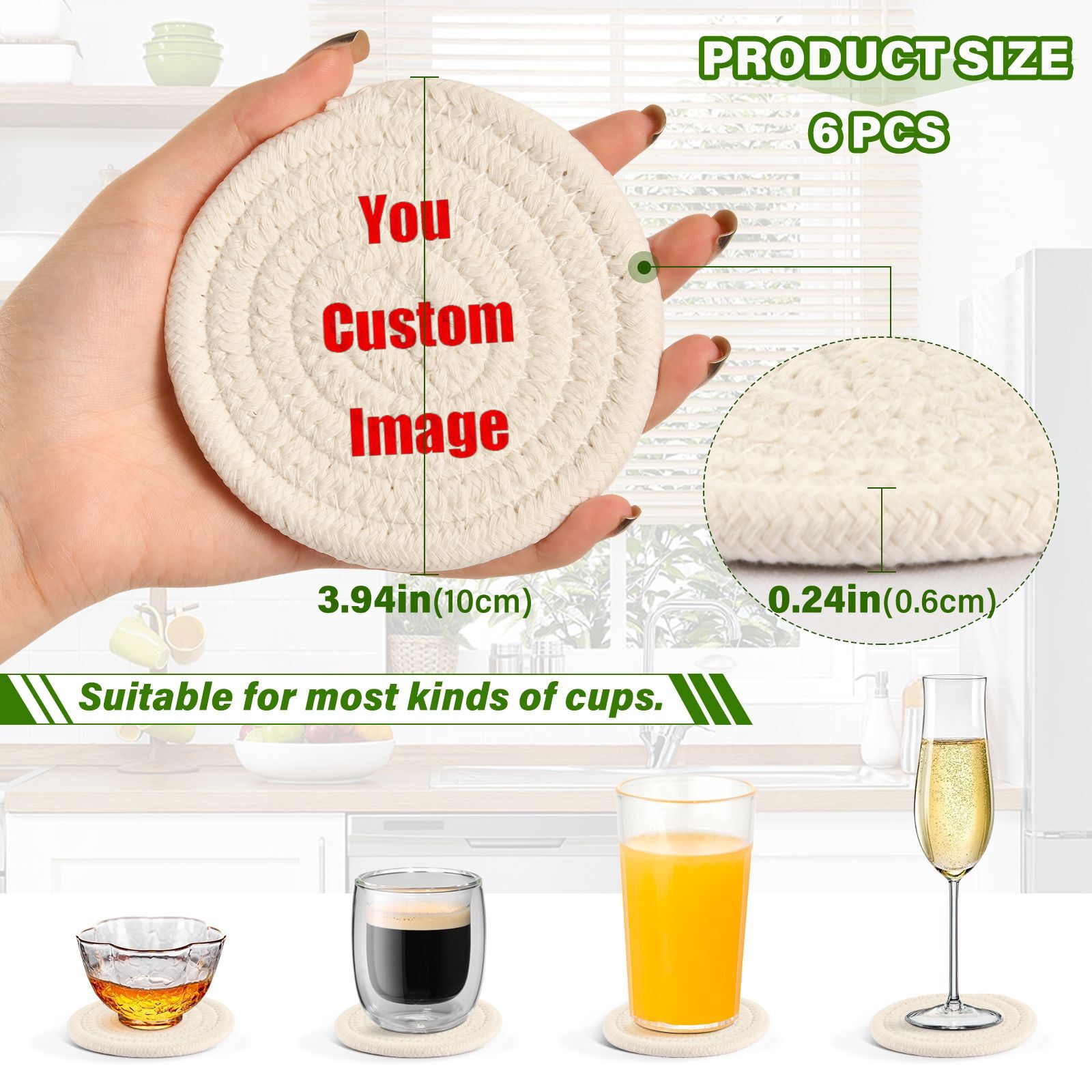 6Pcs Cup Coasters for Drinks A - Coffee Tea Images ulasan dan harga