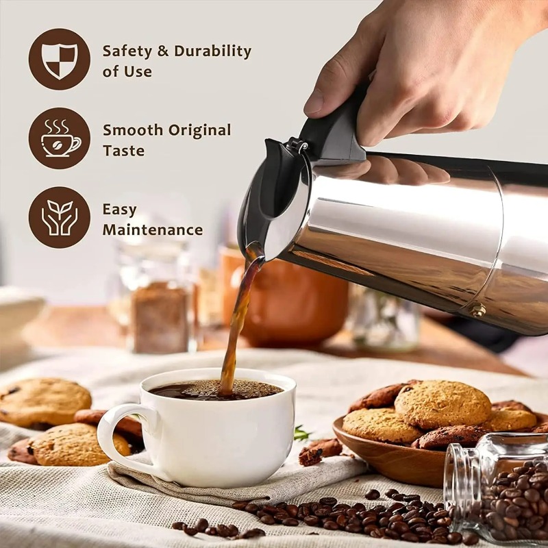 6 Cup Mocha Pot Stainless Stee - Moka Pot Stove ulasan dan harga