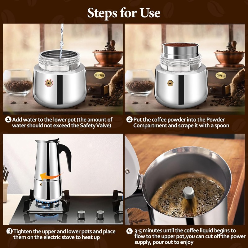 6 Cup Mocha Pot Stainless Stee - Moka Pot Stove ulasan dan harga