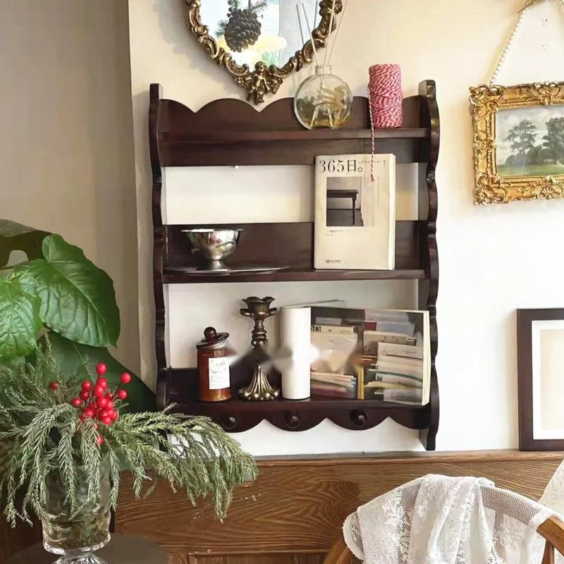 Retro Solid Wood Wall Shelf An - Coffee Tea Images ulasan dan harga