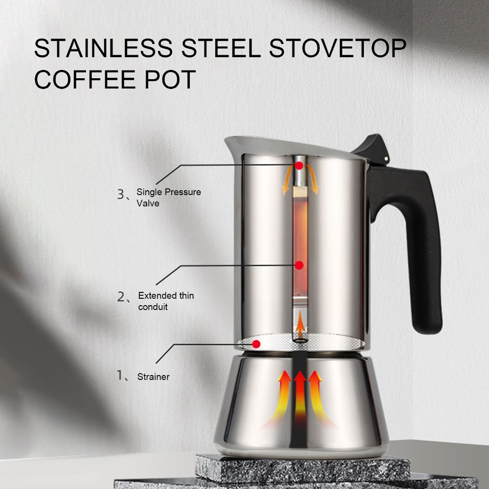Stainless Steel Moka Pot Large - Moka Pot Stove ulasan dan harga