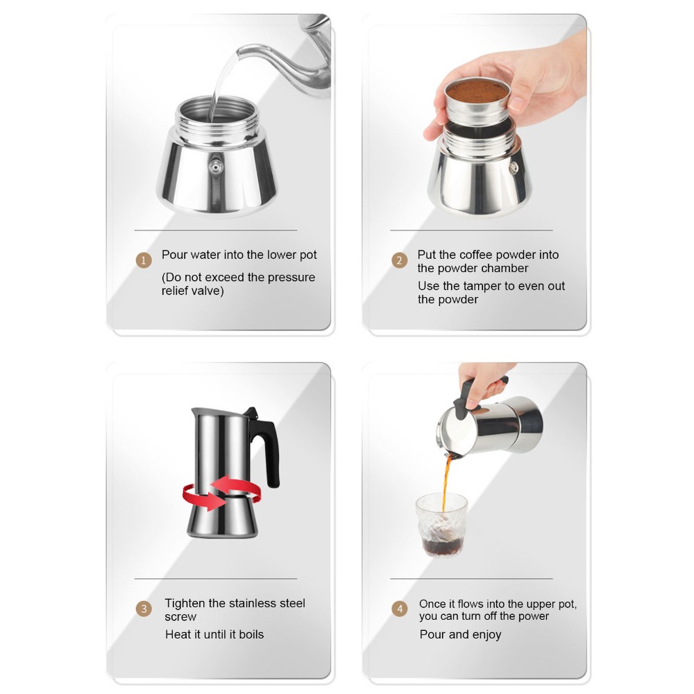 Stainless Steel Moka Pot Large - Moka Pot Stove ulasan dan harga