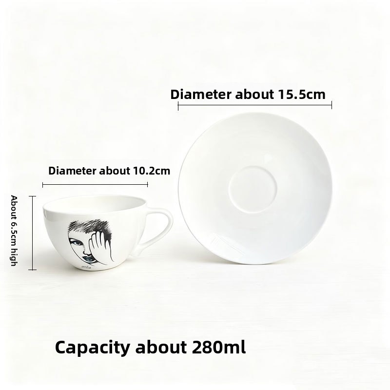 Ceramic Cup Hand Drawn Charact - Coffee Tea Images ulasan dan harga