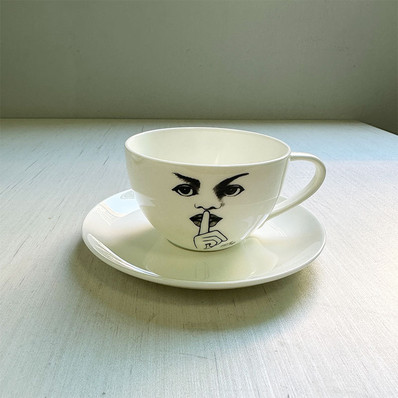 Ceramic Cup Hand Drawn Charact - Coffee Tea Images ulasan dan harga