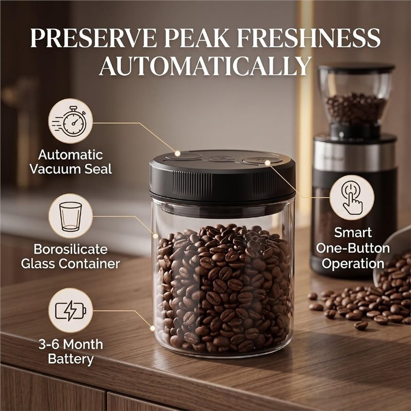 Automatic Vacuum Coffee Canist - Coffee Tea Sugar ulasan dan harga