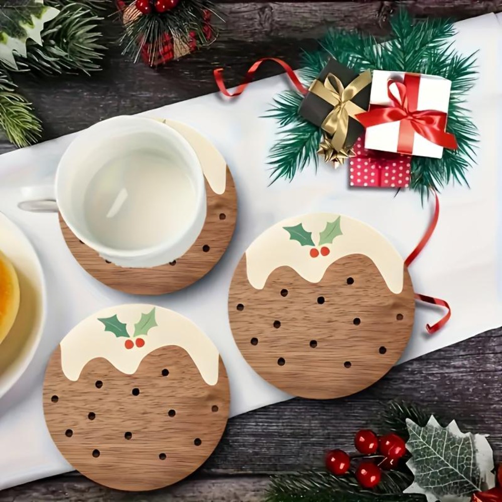Wooden Cup Coasters Set Puddin - Coffee Tea And Sugar Set ulasan dan harga