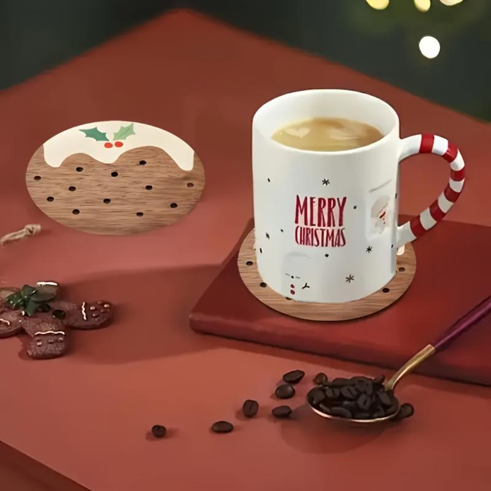 Wooden Cup Coasters Set Puddin - Coffee Tea And Sugar Set ulasan dan harga