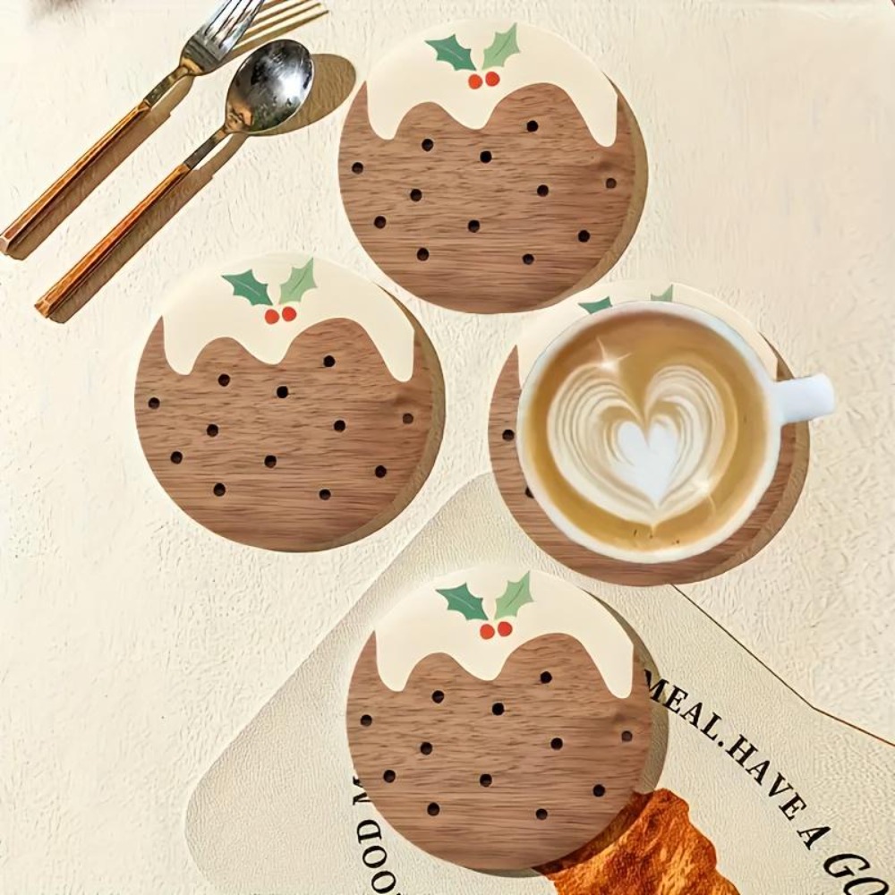 Wooden Cup Coasters Set Puddin - Coffee Tea And Sugar Set ulasan dan harga