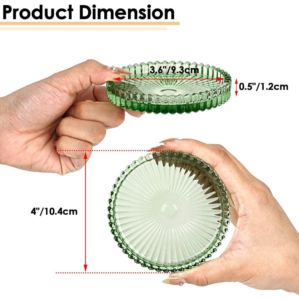 Modern Clear Glass Coaster Set - Coffee Tea Images ulasan dan harga
