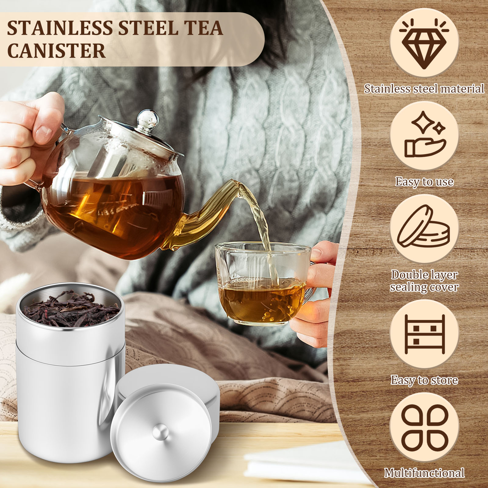 Stainless Steel Tea Leaf Tins  - Coffee Tea Sugar ulasan dan harga
