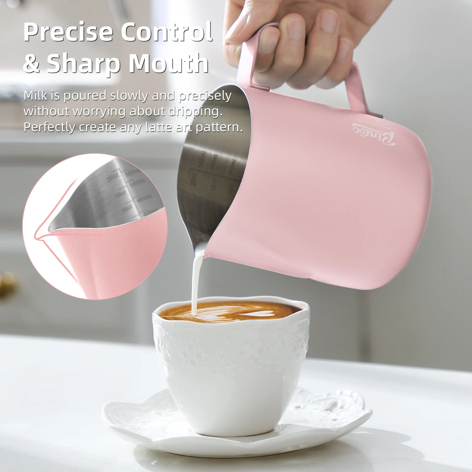 BINCOO 350/600ML Coffee Milk F - Barista Milk Jug ulasan dan harga