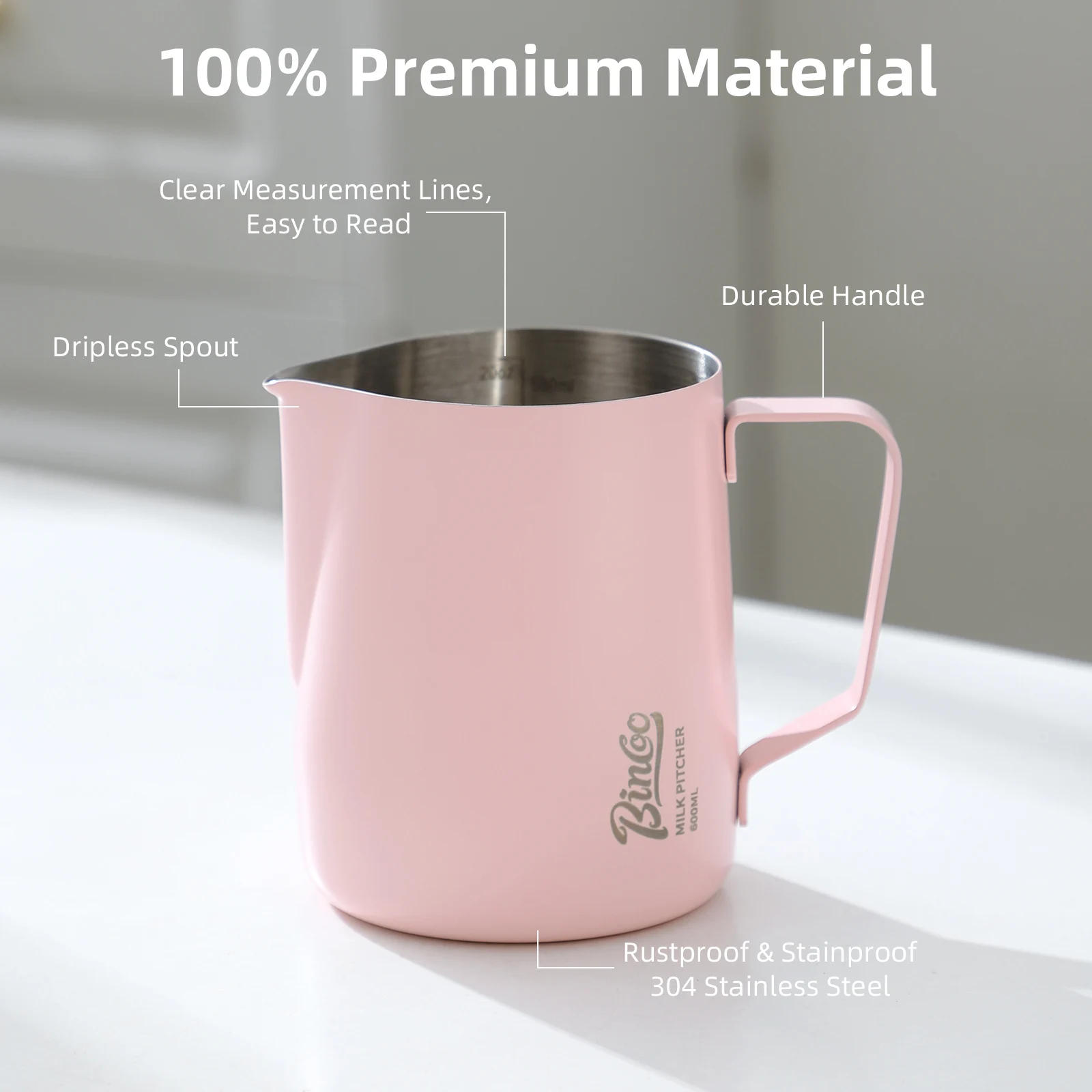 BINCOO 350/600ML Coffee Milk F - Barista Milk Jug ulasan dan harga