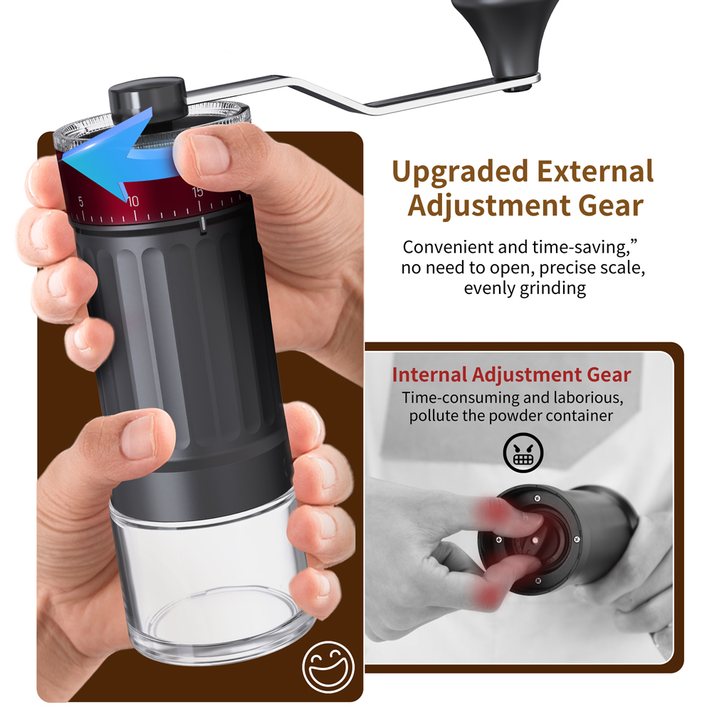 External Adjustable Conical Bu - Burr Hand Grinder ulasan dan harga